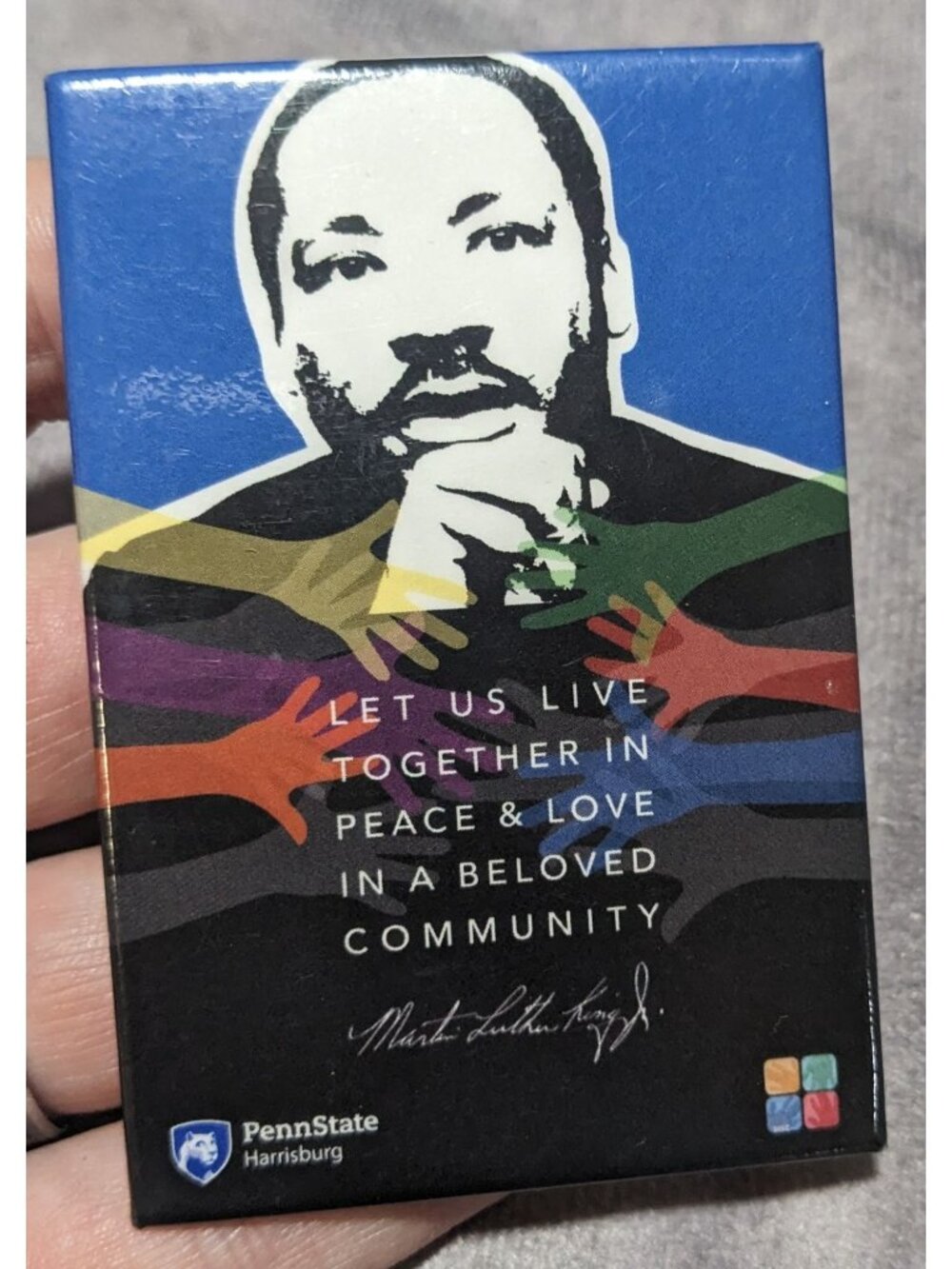 Activist History MLK Jr Peace & Love Penn State Harrisburg Pin